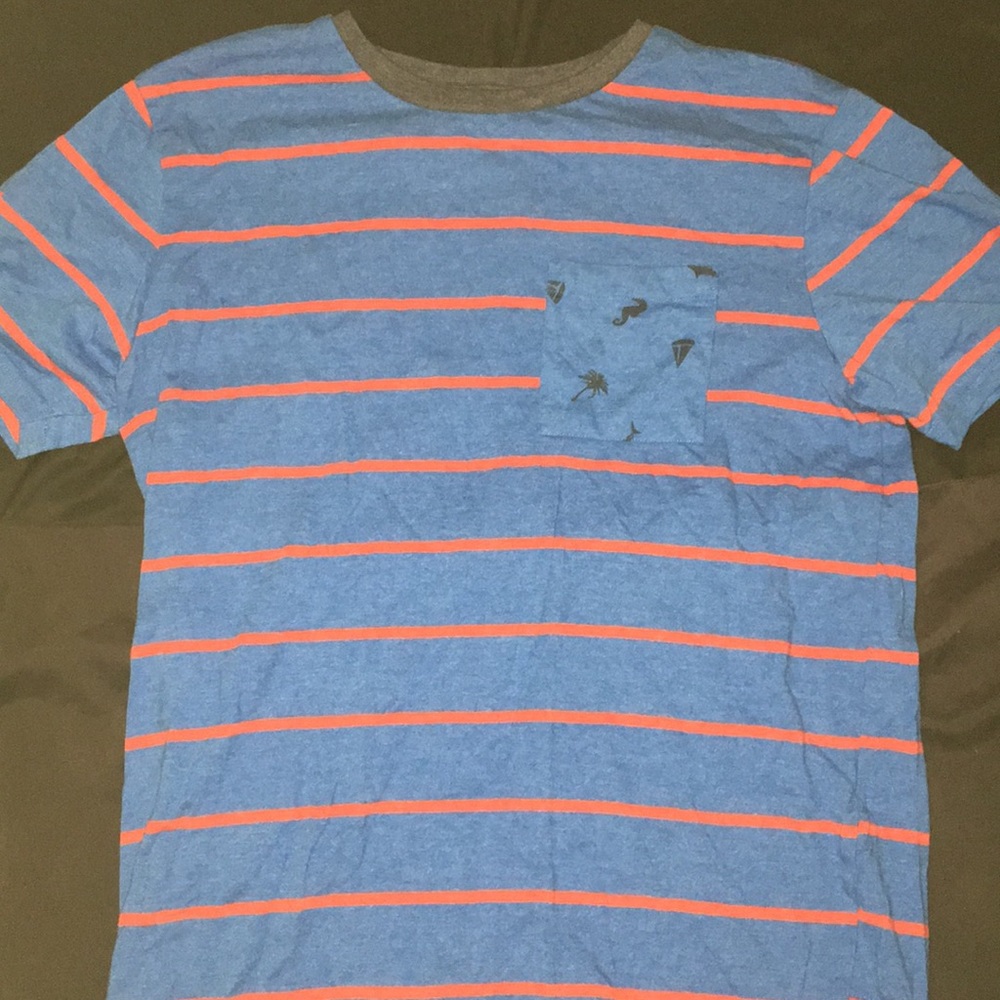 Never worn! Blue with red stripes. Longer length.